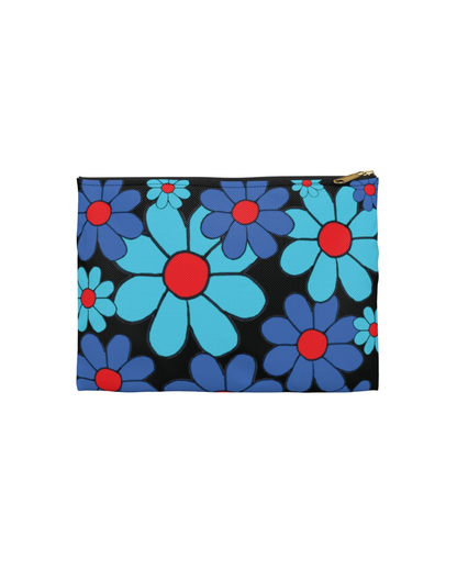 Bloom Flowers Red Flat Pouch
