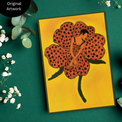 Flower Lady Leopard Greeting Card