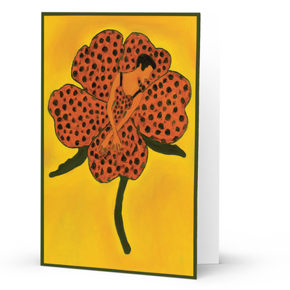 Flower Lady Leopard Greeting Card
