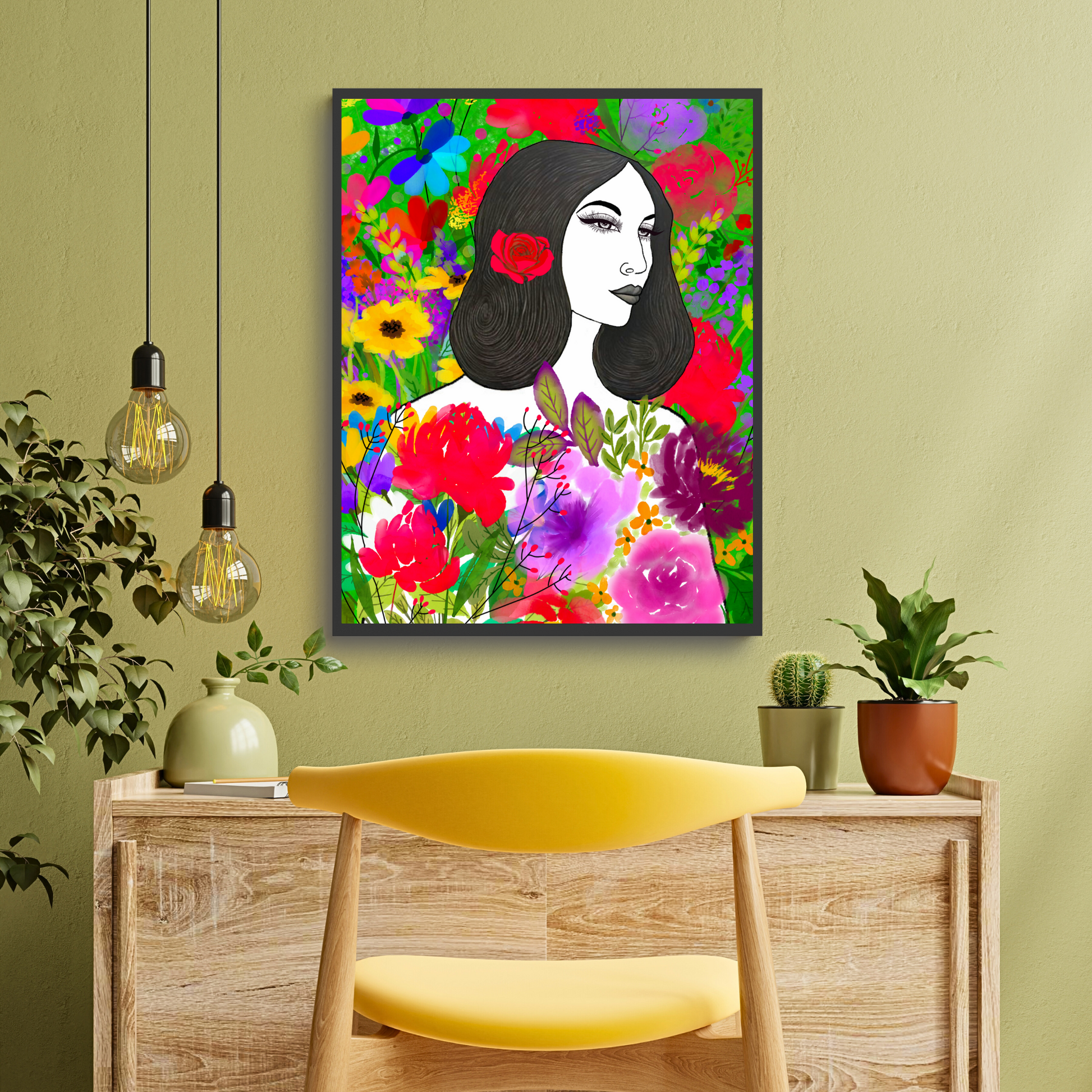 In My Garden is a neutral image of a woman immersed in colorful flowers.