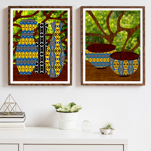 Wall Art Set: Tree Vases & Bowls
